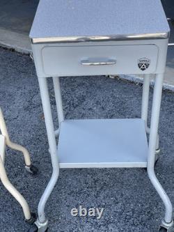 2 Gumco Dental Antique Tables with Wheels Medical Equipment