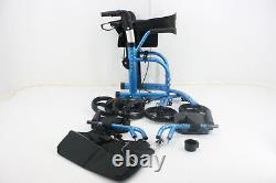 2 in 1 Durable Metallic Blue Adjustable Handle Rollator Walker w Padded Seat