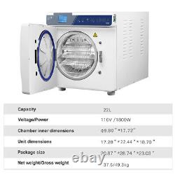 22L Dental Autoclave Steam Sterilizer Medical Sterilization Equipment Safety Use