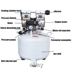 40L Portable Dental Air Compressor Oil Free Silent Air Pump 115 PSI