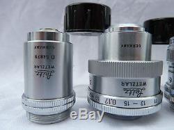 6 Leitz Wetzlar Microscope Objective Lenses & 5 Lens Turret Nosepiece NO RESERVE