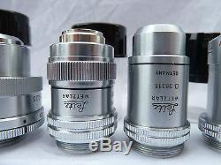 6 Leitz Wetzlar Microscope Objective Lenses & 5 Lens Turret Nosepiece NO RESERVE