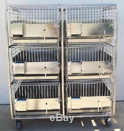6 Stainless Steel Kennels Kennel Animal Dog Cat Cage Cages On Mobile Cart, Nice