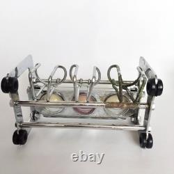 Antique Dental Medicament Stand Complete with Amber Bottles Cotton Dispenser