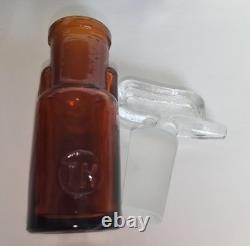 Antique Dental Medicament Stand Complete with Amber Bottles Cotton Dispenser