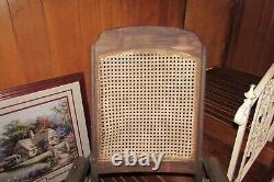 Antique Wooden Wicker Wheelchair 4 Wheels with Potty Chair Medical Equipment #1921