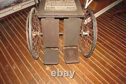 Antique Wooden Wicker Wheelchair 4 Wheels with Potty Chair Medical Equipment #1921