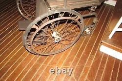 Antique Wooden Wicker Wheelchair 4 Wheels with Potty Chair Medical Equipment #1921