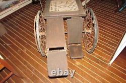 Antique Wooden Wicker Wheelchair 4 Wheels with Potty Chair Medical Equipment #1921