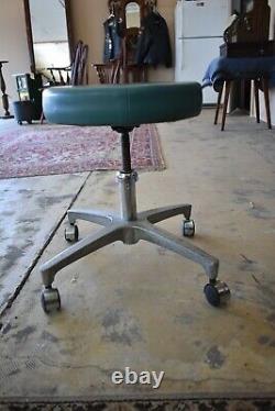 Blue Vintage Mid Century Rolling Dr's Stool, Doctor Equipment, Midmark Medical