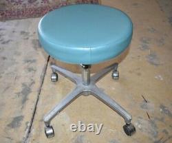 Blue Vintage Mid Century Rolling Dr's Stool, Doctor Equipment, Midmark Medical