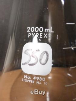 Corning PYREX Glass 2000mL 2L Graduated Conical Erlenmeyer Flask 4980-2L