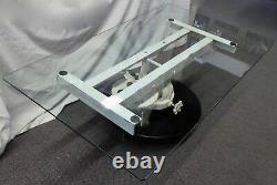 Embalming Table Repurposed with Glass Top. Metal Base Gothic. 18H x 54W x 32D