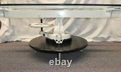 Embalming Table Repurposed with Glass Top. Metal Base Gothic. 18H x 54W x 32D