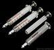 LOT of 3 B BRAUN 5 cc Glass Injection Syringe Luer Lock Metal Tip Reusable Japan