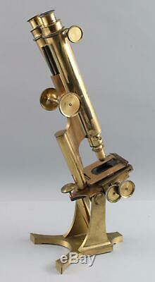 Large Antique mid-19thC Smith & Beck, Brass Binocular Microscope & Lenses