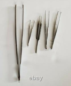 Lot Of 5 Tissue Forceps Stainless Microsurgery Medical Instrument