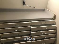 Medical Equipment Dental Furniture 12 Drawer 3 Shelf Cabinet Gray Formica Top EU