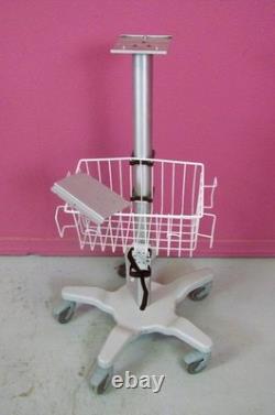 Medical Equipment Monitor Cart Stand with Quick Release Mount, Basket, Cord Wrap