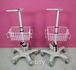 Medical Equipment Monitor Cart Stand with Quick Release Mount, Basket, Cord Wrap