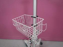 Medical Equipment Monitor Cart Stand with Quick Release Mount, Basket, Cord Wrap
