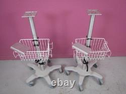 Medical Equipment Monitor Cart Stand with Quick Release Mount, Basket, Cord Wrap