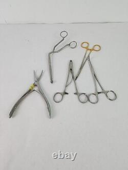 Medical Instruments Lot Of 5 Forceps Scissor Handle Codman Mueller Stryker MJ1