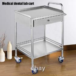 Medical Trolley Cart 1 Drawer Stainless Steel Portable Dental Lab Trolley Salon
