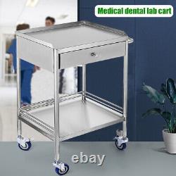 Medical Trolley Cart 1 Drawer Stainless Steel Portable Dental Lab Trolley Salon