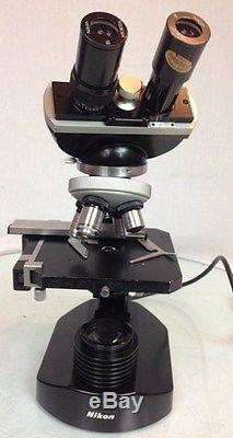 Nikon S Binocular Microscope with eyepieces and 4 objectives with power supply