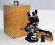 Nikon Trinocular microscope in makers box with 4 objectives 4 10 40 100 + extras
