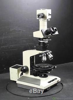 Olympus BH-2 BHS Binocular Microscope with 4x Objectives, Lamp, Camera Mount