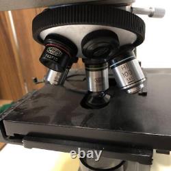 Olympus Microscope ×4 10 40 100 Black Silver Color with Case Medical Equipment