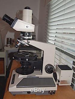 Olympus microscope BHS POL / polarizing trinocular with 2 objectives 100 w lamp