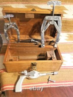 RARE 50s ORTHOPEDIC BONE DRILL & 3 CLAMP SET ORIG BOX US ENLISTED MEDICAL ARMY