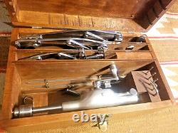 RARE 50s ORTHOPEDIC BONE DRILL & 3 CLAMP SET ORIG BOX US ENLISTED MEDICAL ARMY