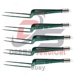 Reusable Non-Stick Bayonet Bipolar Forceps 8 Green Electrosurgery Instruments