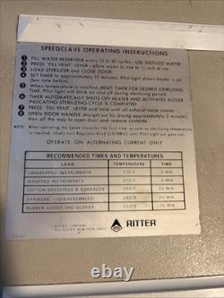 Ritter Speedclave Steam Sterilizer Model 7 With Two Trays Tested