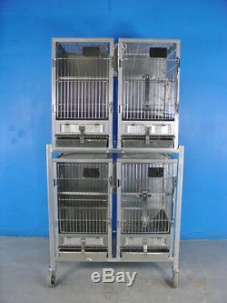 SHOR-LINE STAINLESS Large Animal Cages Set of 4 with pans