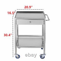 USED! Medical Trolley Cart Dental Lab Mobile Rolling Cart Stainless Steel US