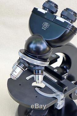 VTG Carl Zeiss Phase Contrast Compound Microscope with Case Light Source Extras