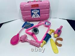 Vintage Fisher Price Girl's Pink Toy Doctor Set Kit Medical Equipment
