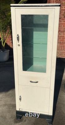 Vintage Medical Metal Cabinet, Scale, Cart Set 1940's