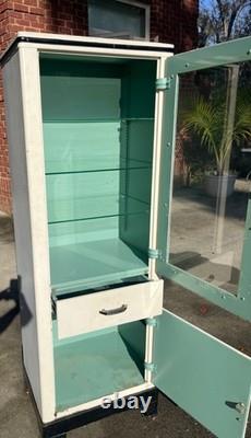 Vintage Medical Metal Cabinet, Scale, Cart Set 1940's