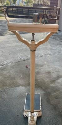 Vintage Medical Metal Cabinet, Scale, Cart Set 1940's