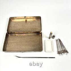 Vintage Midwife Doctor Medical Instrument Case + Equipment Sterilising Trays