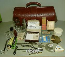 Vintage Old Doctor bag with Medical Equipment inside, First Aid Bag, Medical bag