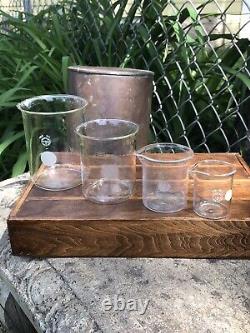 Vintage Pyrex Beakers Laboratory Equipment Chemistry Apothecary 1940s Lab Kit