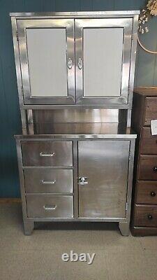 Vintage Stainless Steel Metal Medical Cabinet By Atlas Hospital Equipment
