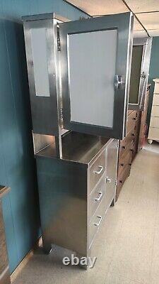 Vintage Stainless Steel Metal Medical Cabinet By Atlas Hospital Equipment